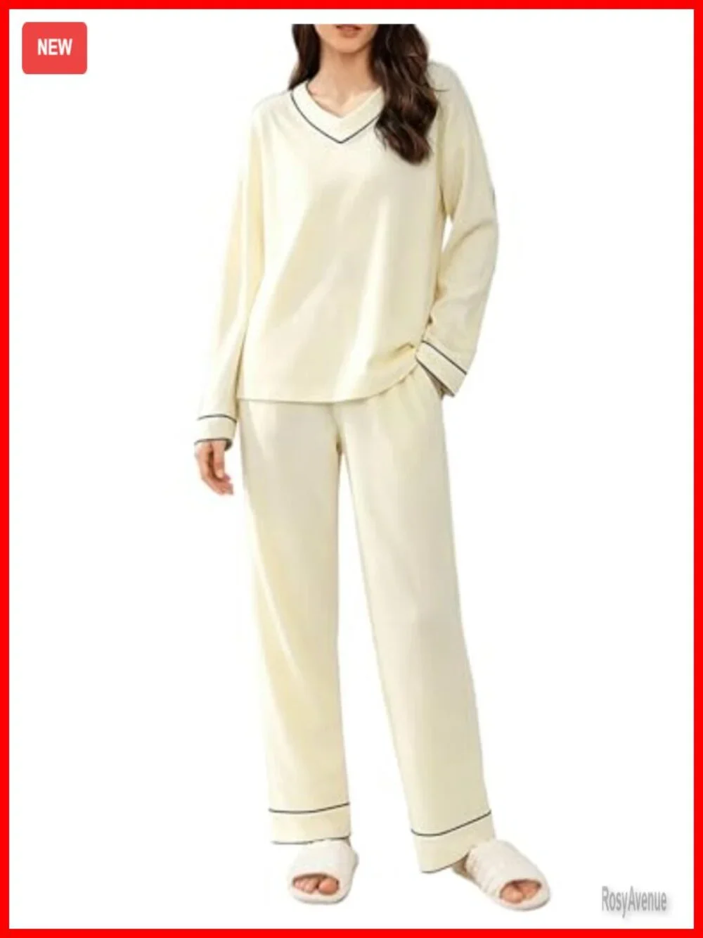 Long Sleeve Pajama Set with Pockets 2 Piece Lounge Set